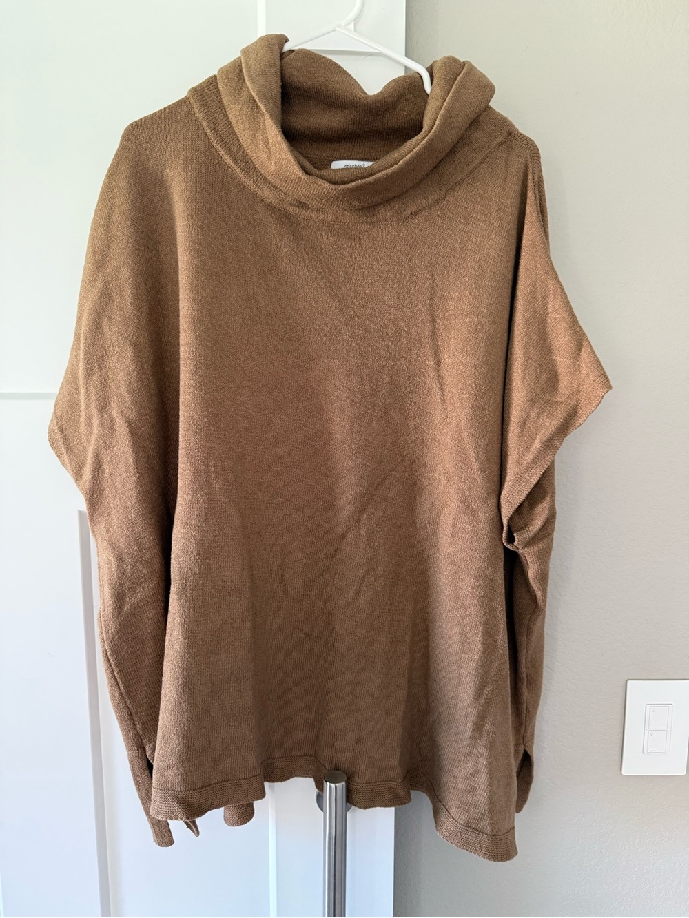 Stitches & Stripes Cozy Camel Cowl Neck Poncho Sweater